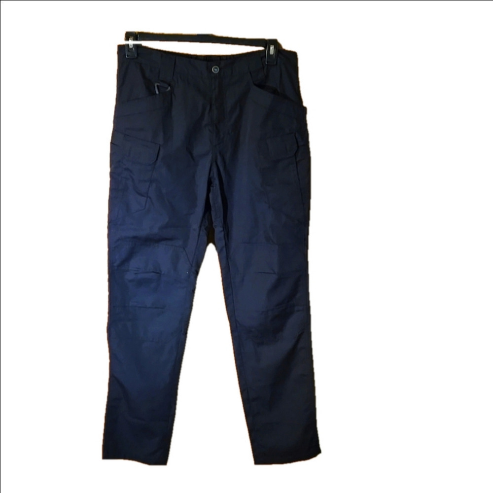 W "Multi-Bag" Unisex Black Ripstop Stretch Waist Tactical Cargo Pants Size L